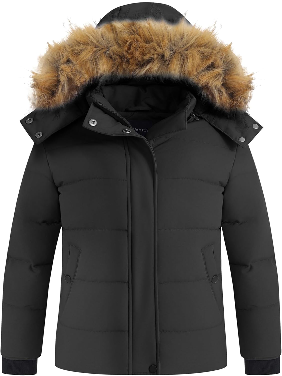 wantdo Girls Winter Puffy Coat with Faux Fur Hood 1