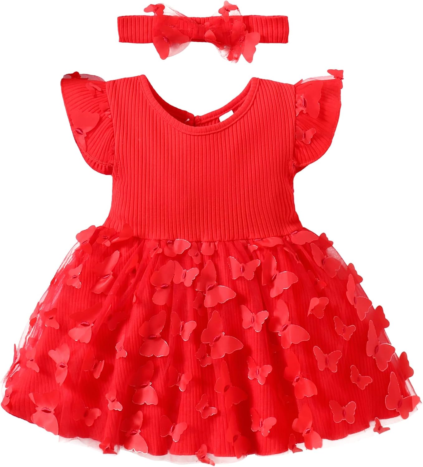LYSMuch Butterfly Dress for Baby Girls Short Sleeve