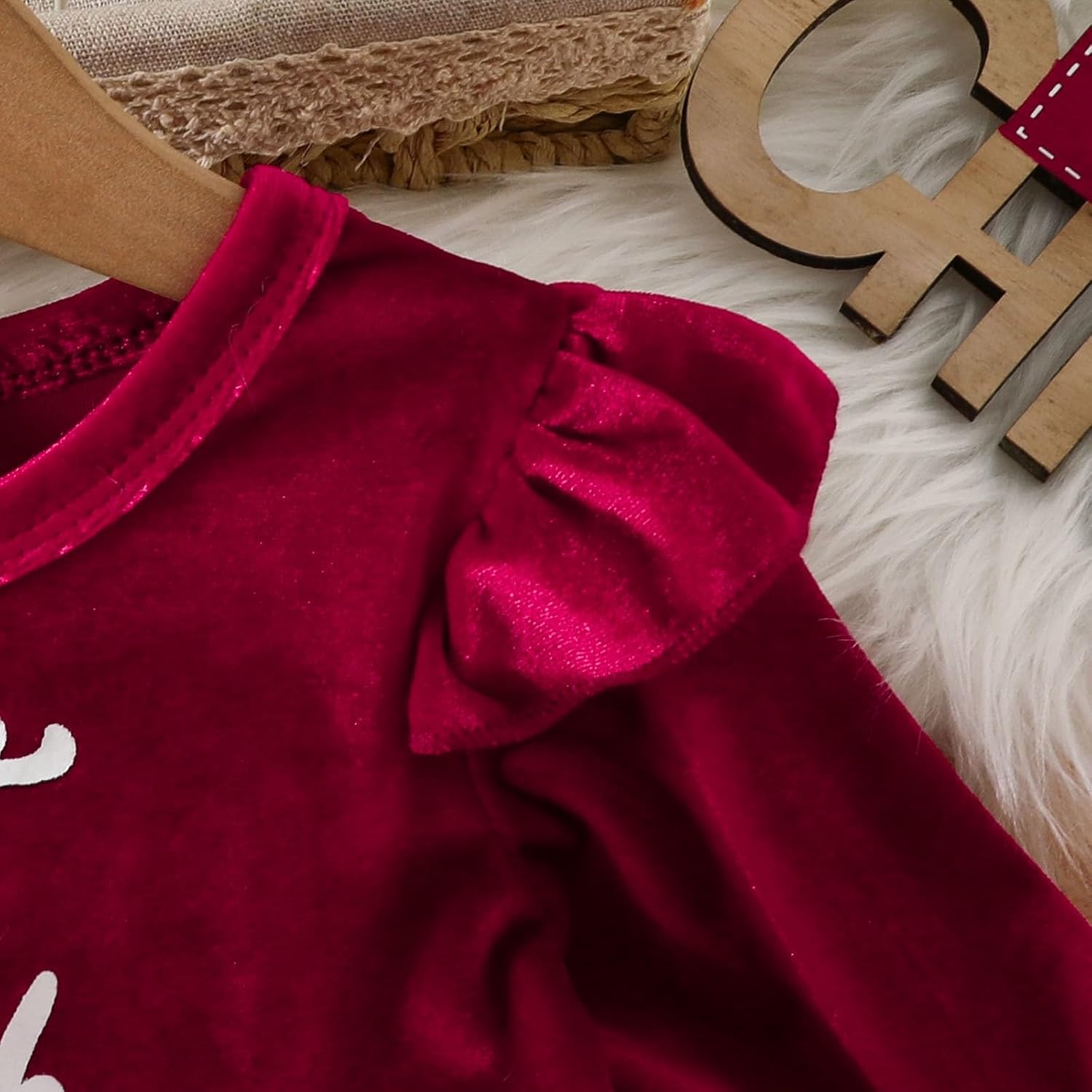 Newborn Baby Girl Christmas Dress with Santa Hat - 2Pcs