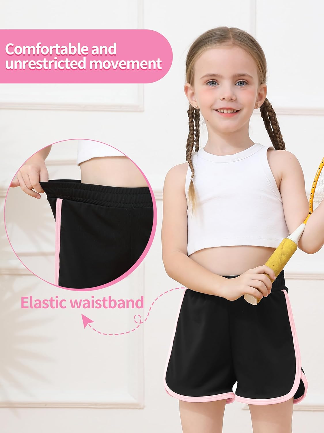 Resinta 4-Piece Toddler Girls Active Running Shorts Quick Dry Comfortable