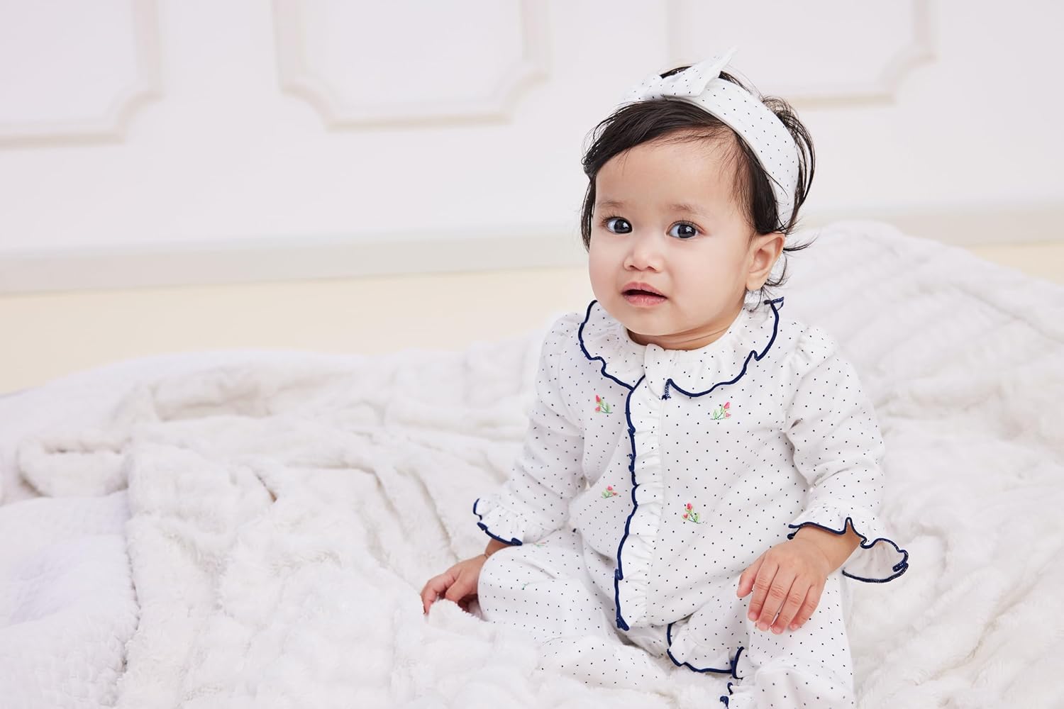 Little Me - 100 Cotton Footie Headband Set for Baby Girls