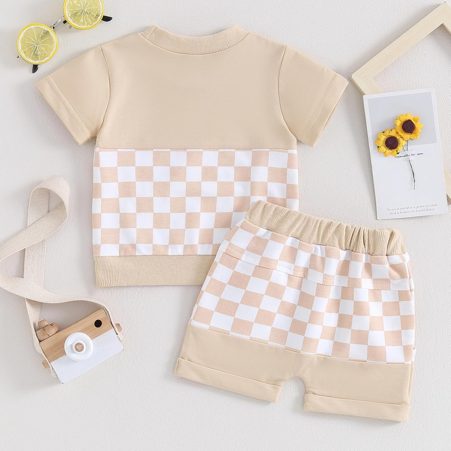 Perfect Checkered Plaid Toddler Outfit Soft Trendy Summer Clothes for Kids