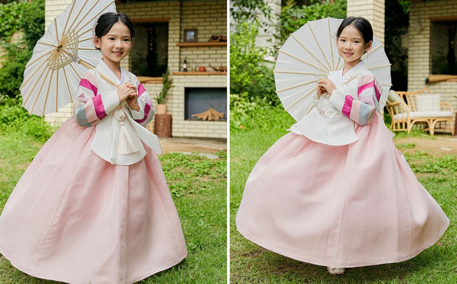 Striped Coral Dangui Hanbok for Girls 100-15yo