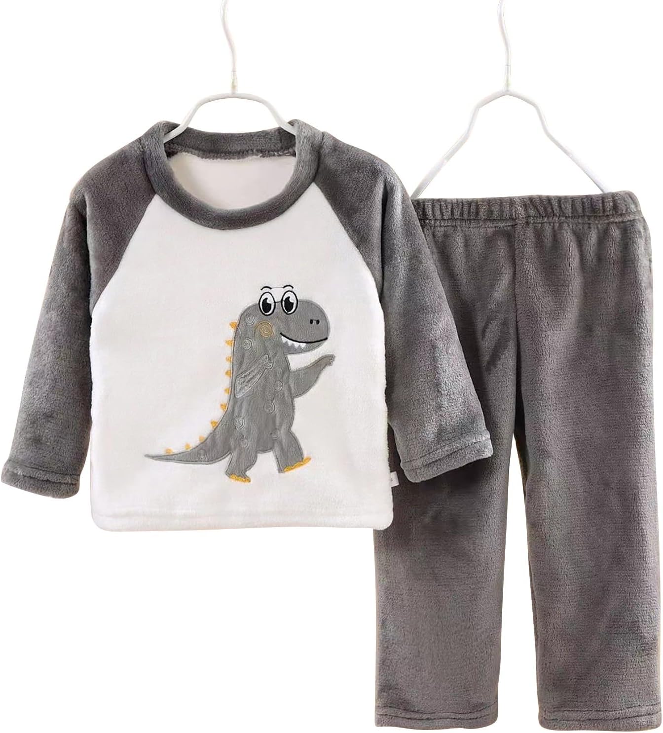Dinosaur-Powered Flannel Pajamas Set for Kids