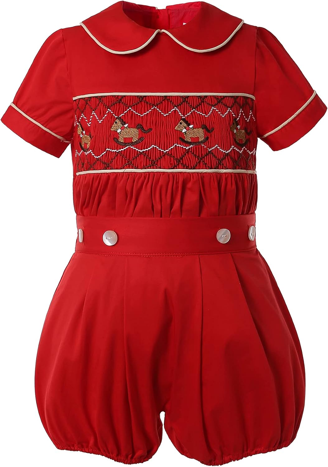 Pettigirl - Festive Red Smocked Dress for Girls Boys - Special Occasion Outfit