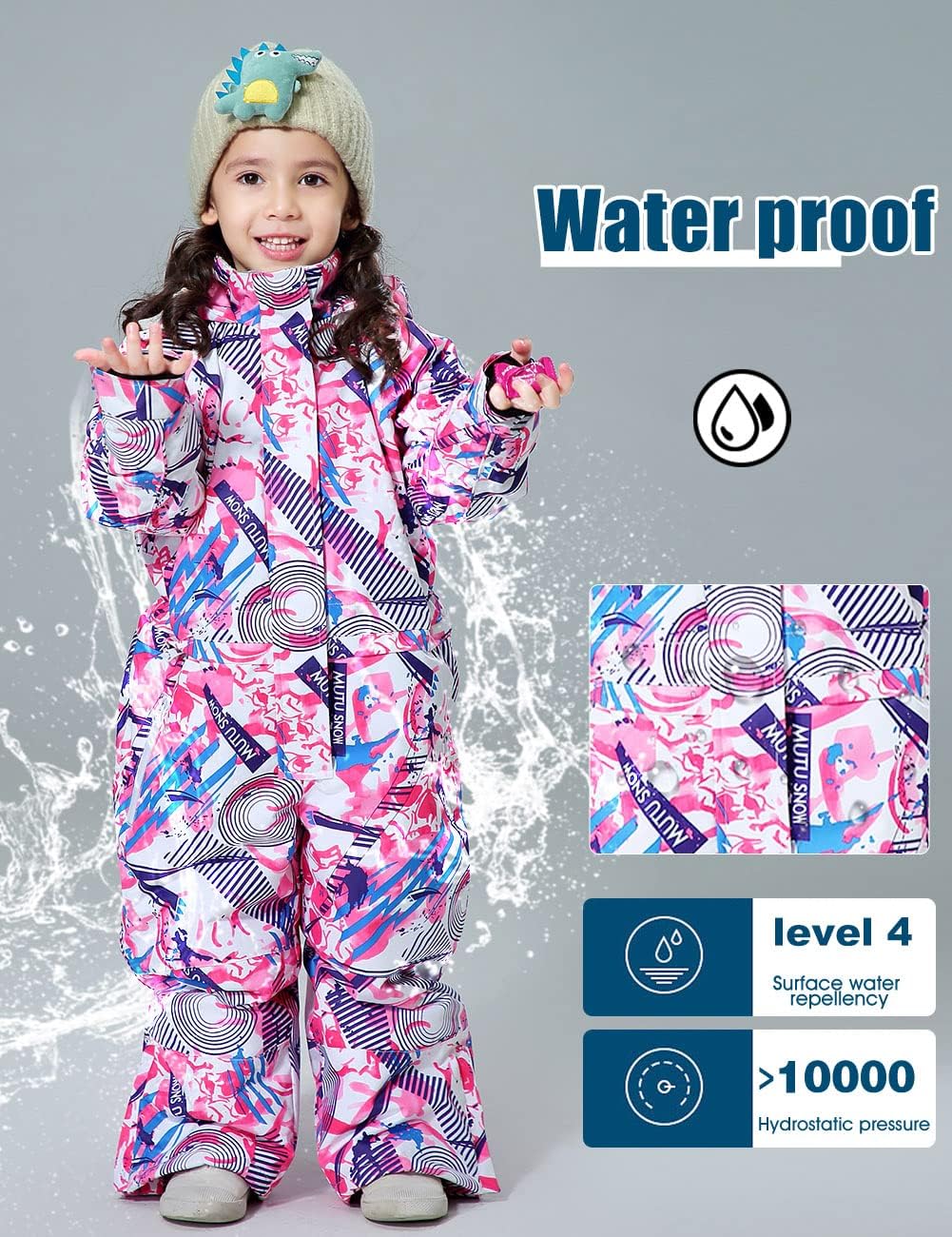 YEEFINE - One-Piece Winter Snowsuit for Kids Adults - Waterproof Windproof