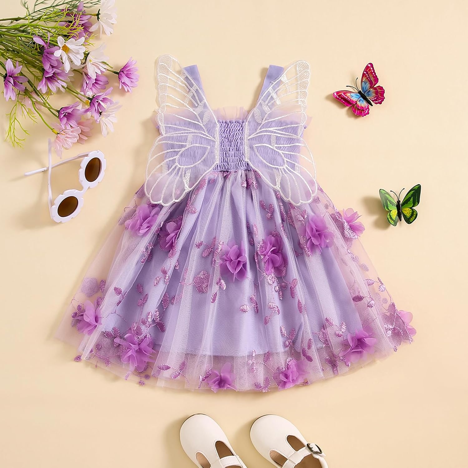 ZINTAOZT Princess Butterfly Wing Dress for Toddler Baby Girl