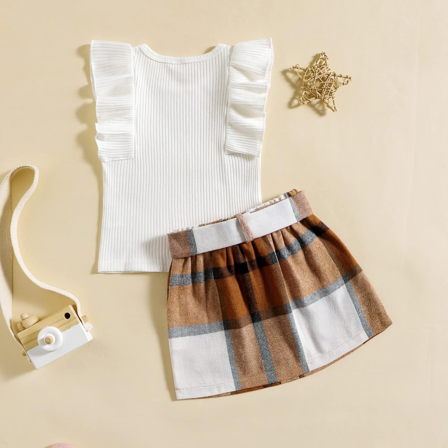 Perfect Summer Outfit for Toddler Girl - Long Sleeve Top Ribbed Skirt