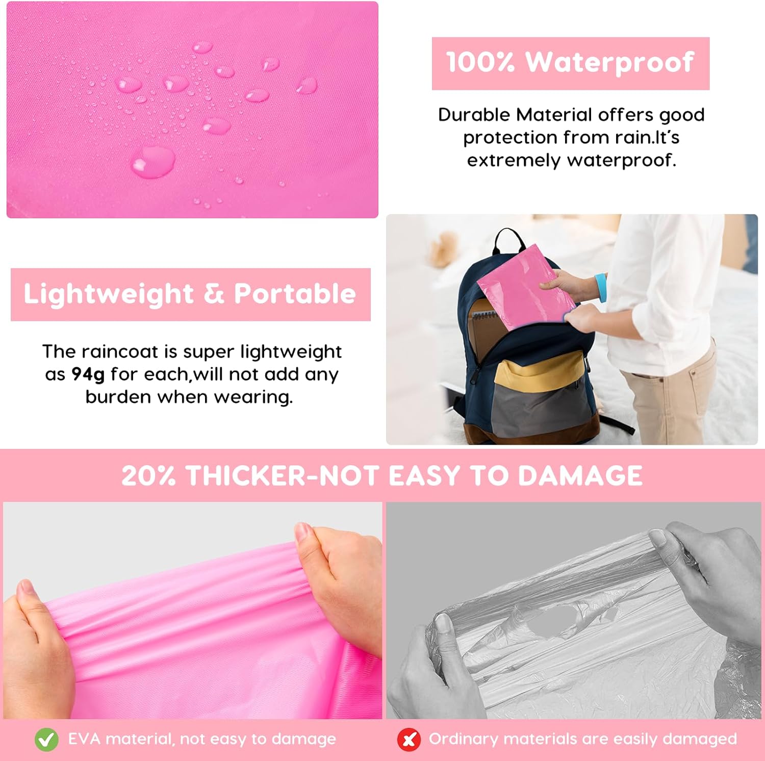 Durable Reusable Waterproof rain jackets for Kids