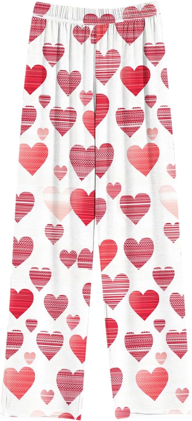 BONIXOOM Red Heart Print Pants