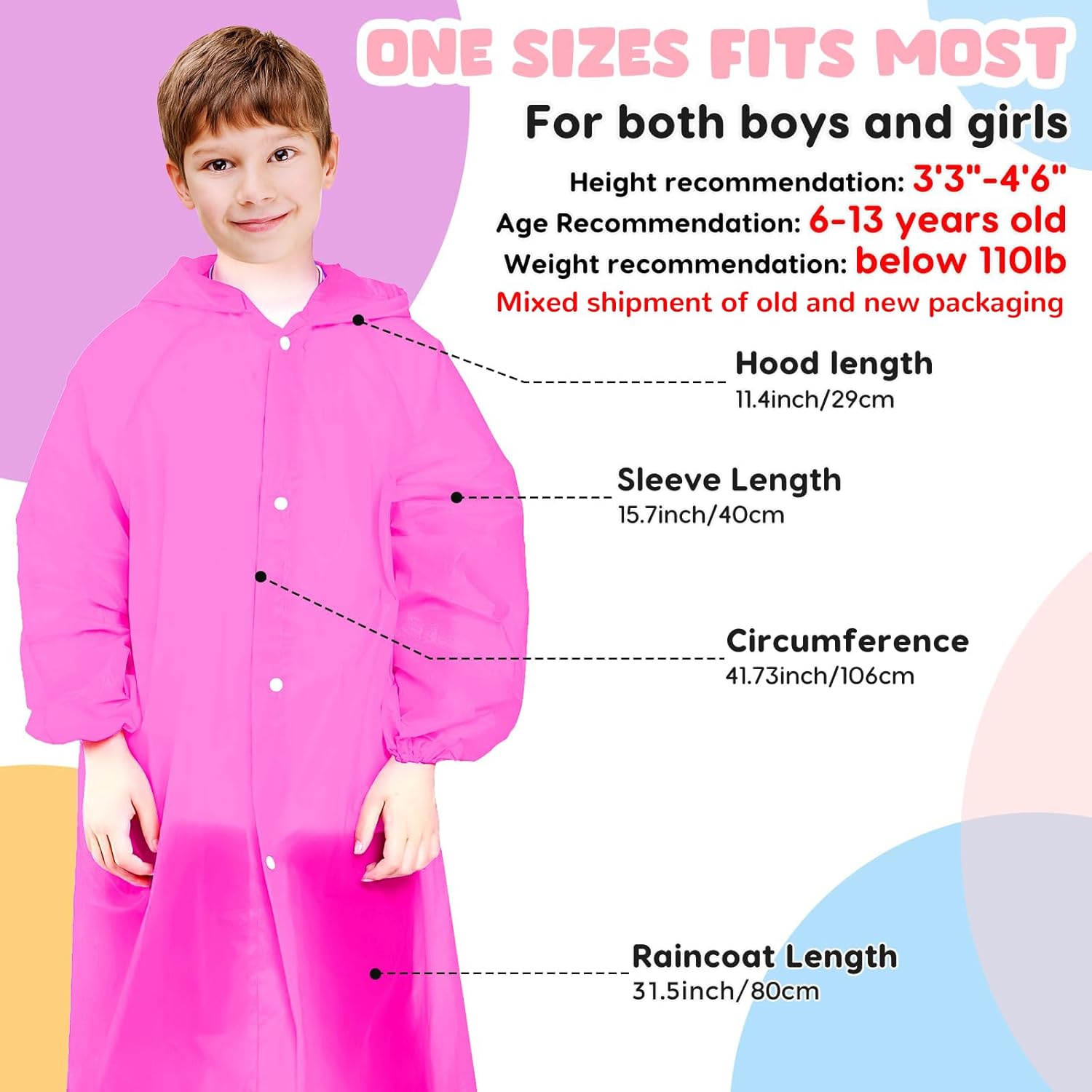 Durable Reusable Waterproof rain jackets for Kids