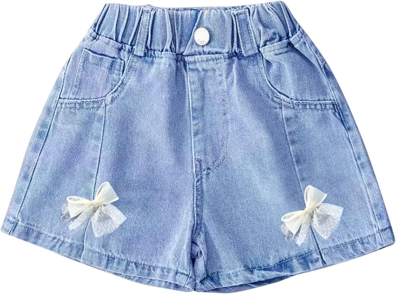 Cute Toddler Jeans for Girls Denim Elastic Shorts