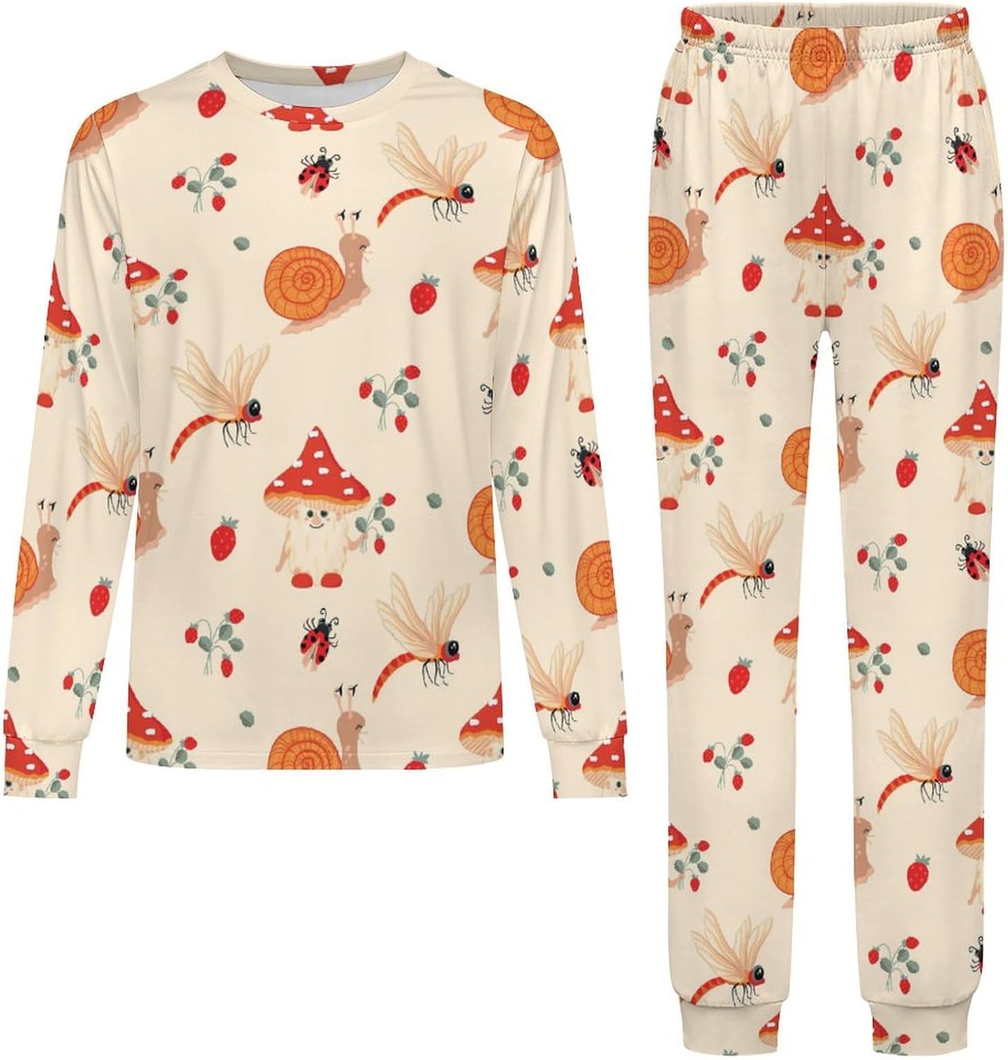 Funny Snail Mushroom Kids Pants Set