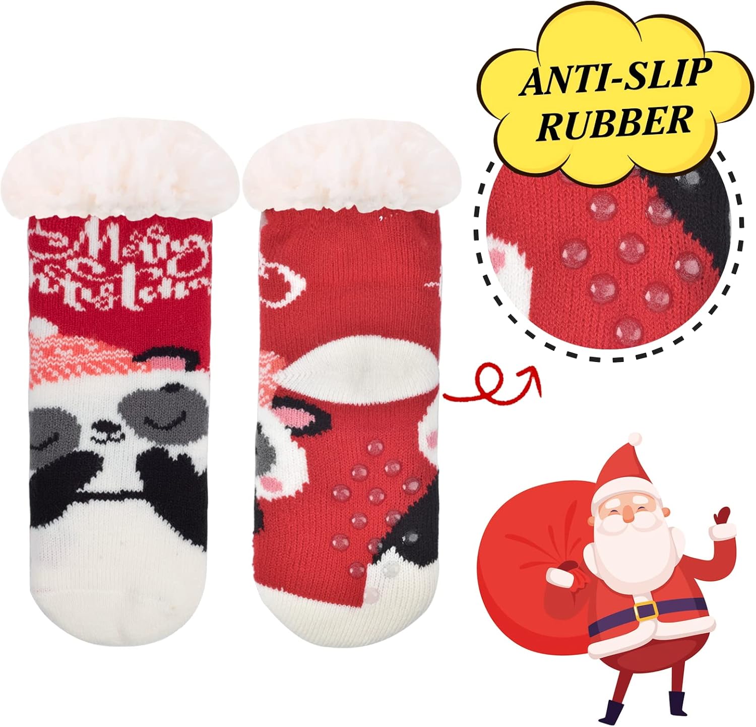 FENELY 3 Pairs Kids Slipper Socks