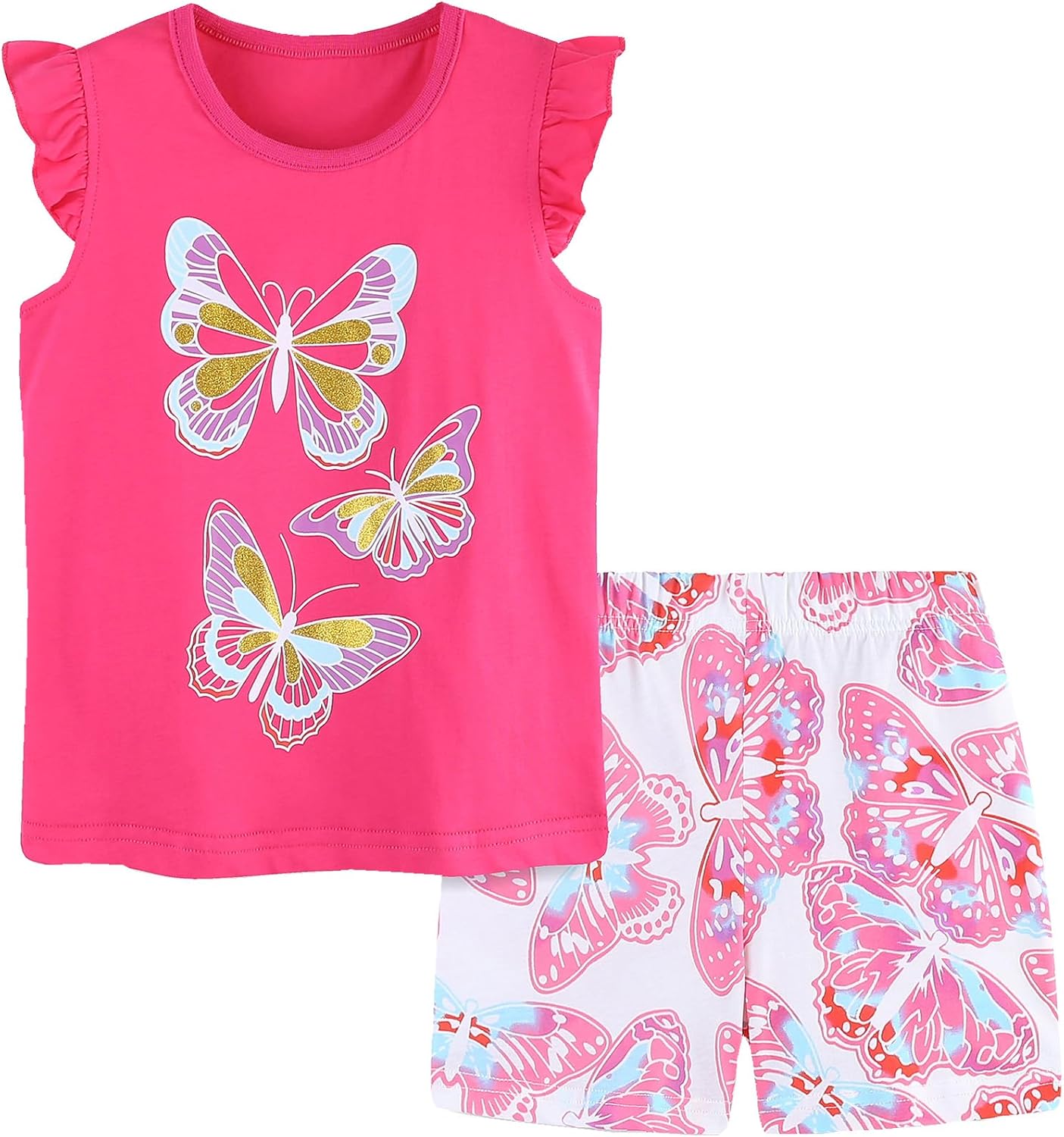 Frogwill Little Girls 2-Piece Playwear Set with Bow and Applique