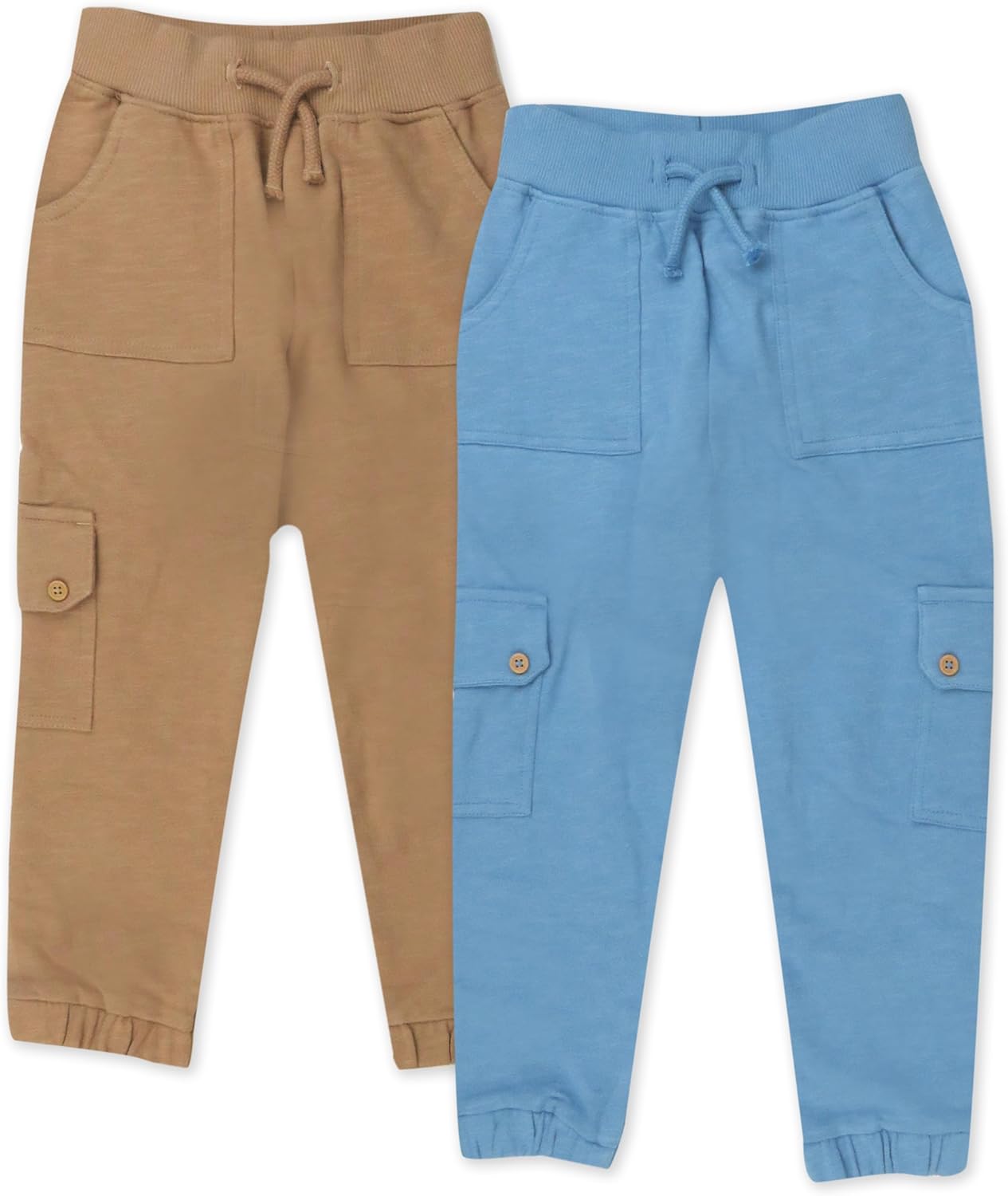 HonestBaby 2-Pack Organic Cotton Cargo Pants for Babies Soft Roomy Fit