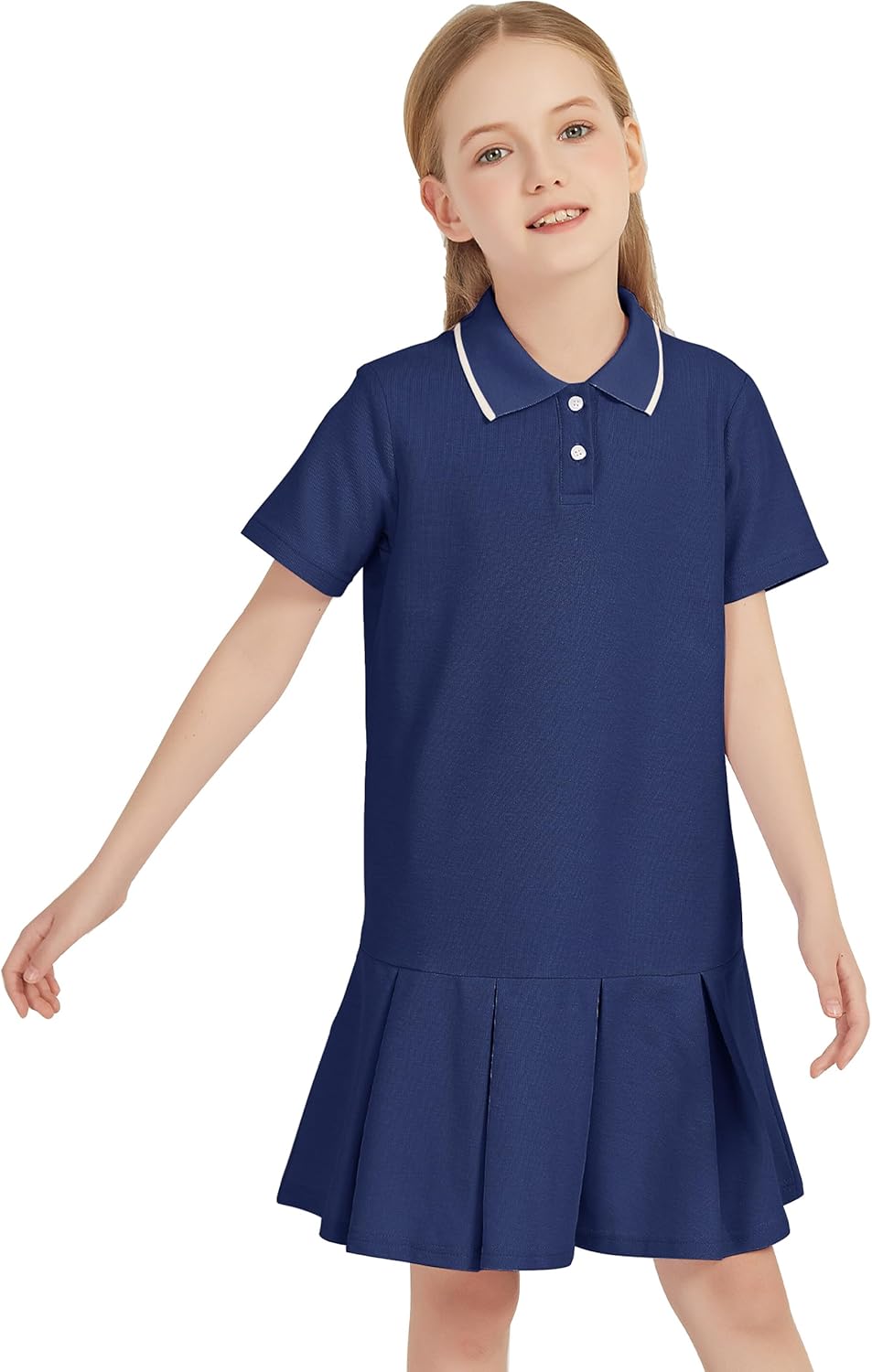 Flygo Girls Athletic Polo Dress for Tennis Golf and More
