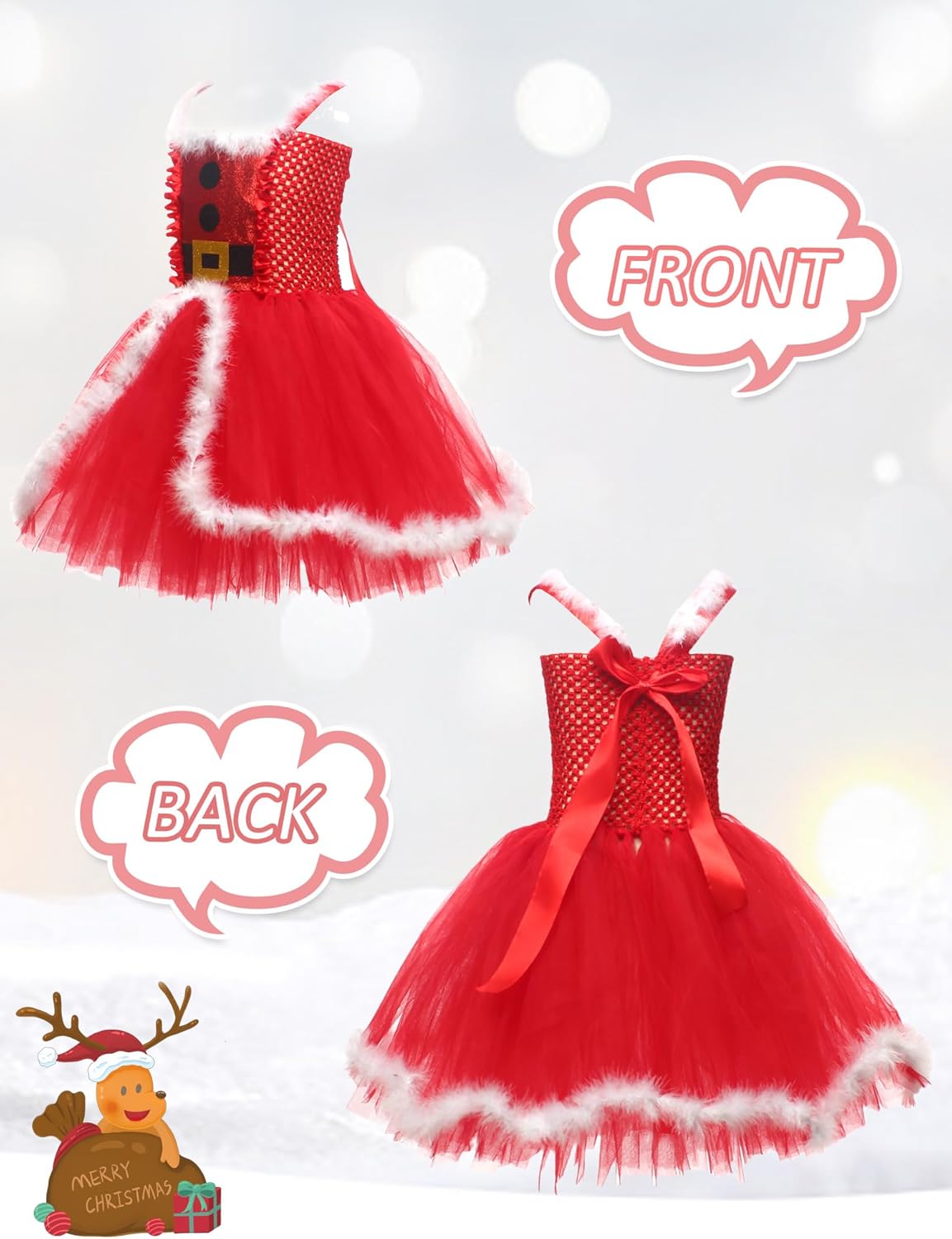 Happy Cherry Christmas Princess Dress for Toddler Girls