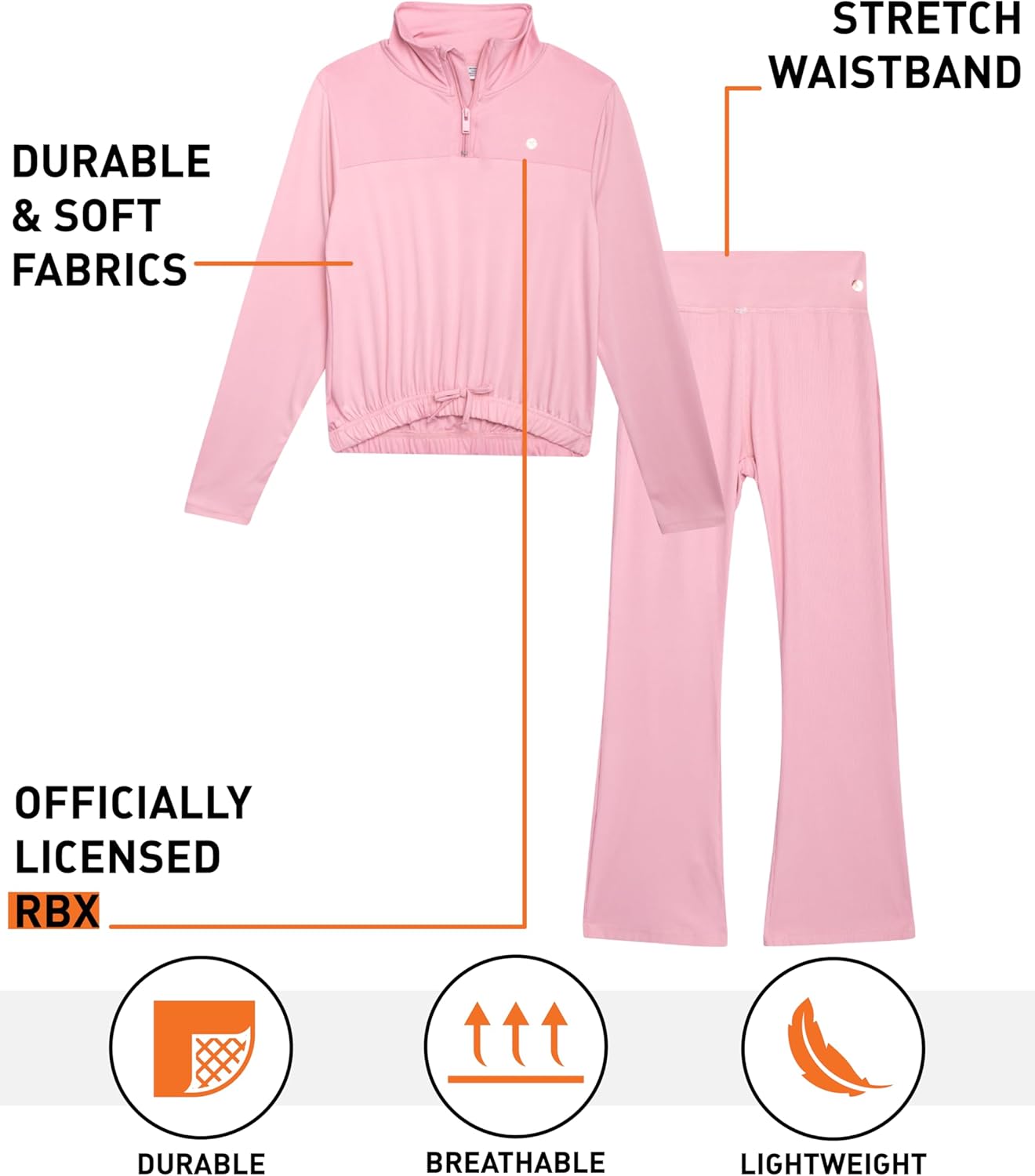RBX Girls Activate Set Cozy Hoodie Trendy Leggings for Fitness