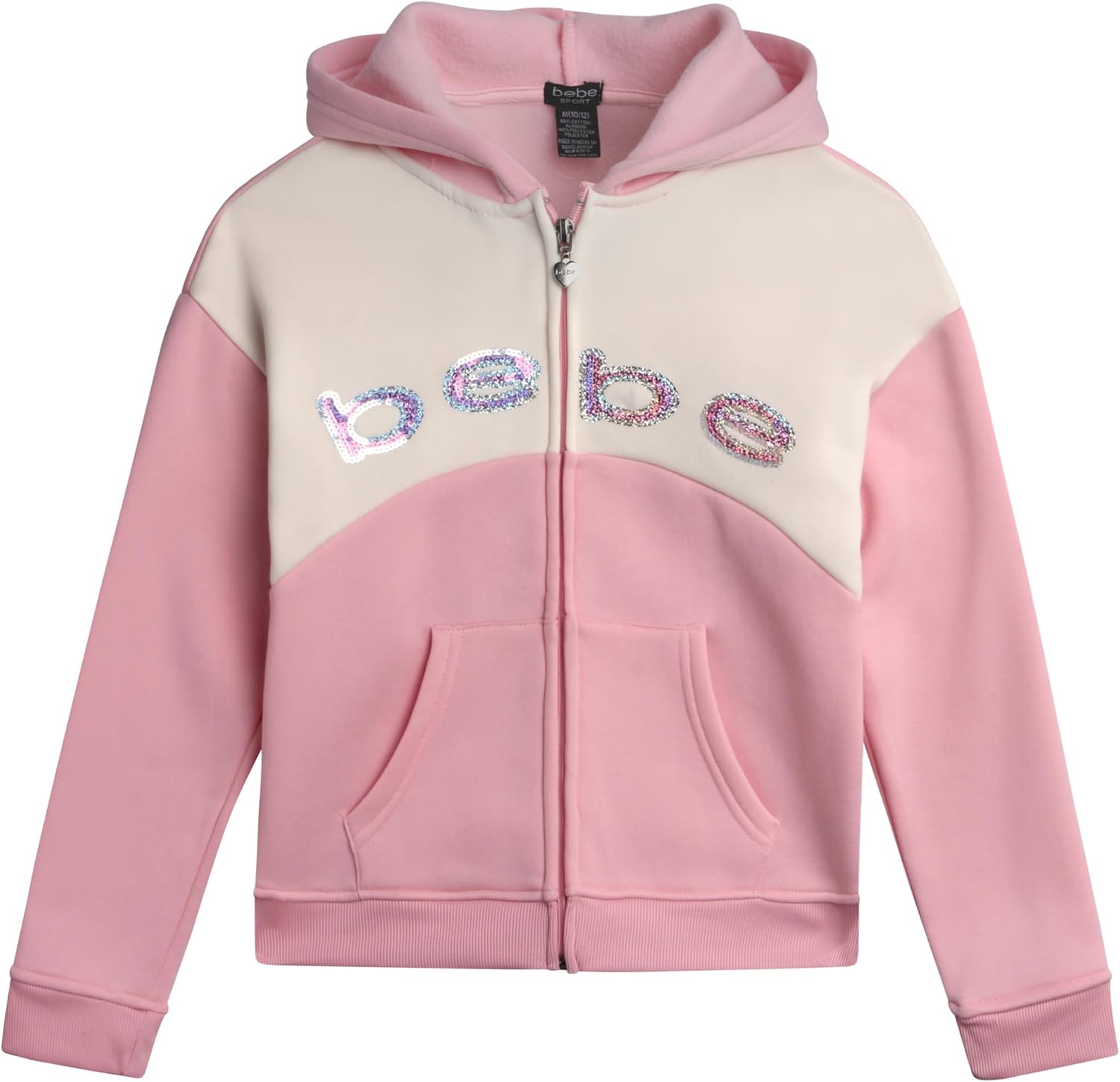 Bebe Girls Jogger Set - Cute Sequin Fleece with Hoodie and Pants