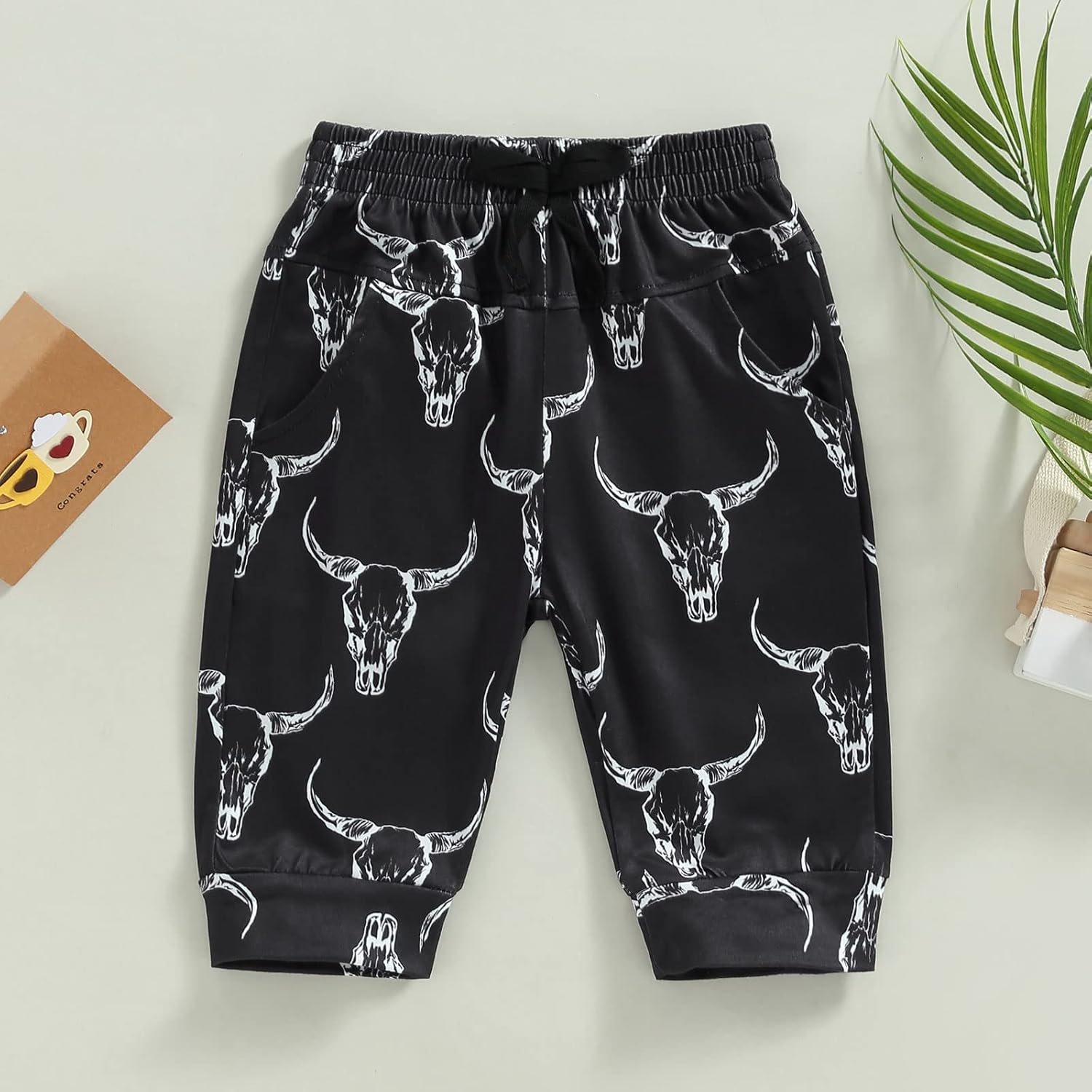 Perfect Baby BoyCow Head Print Elastic Waist Joggers