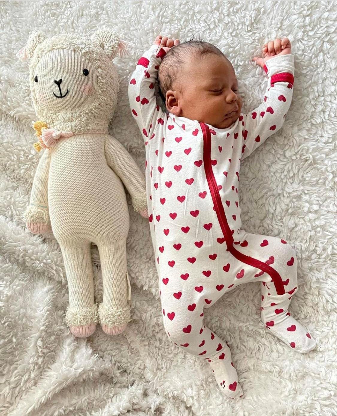 KicKee Full of Hearts Baby Footies with Burgundy Heart
