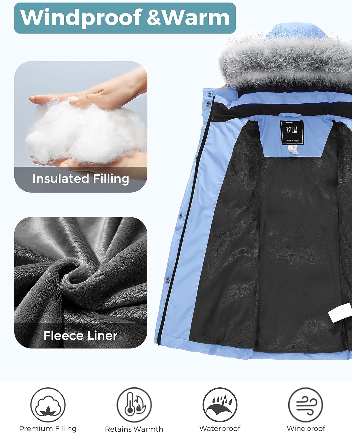ZSHOW Womens Winter Parka with Removable Hood