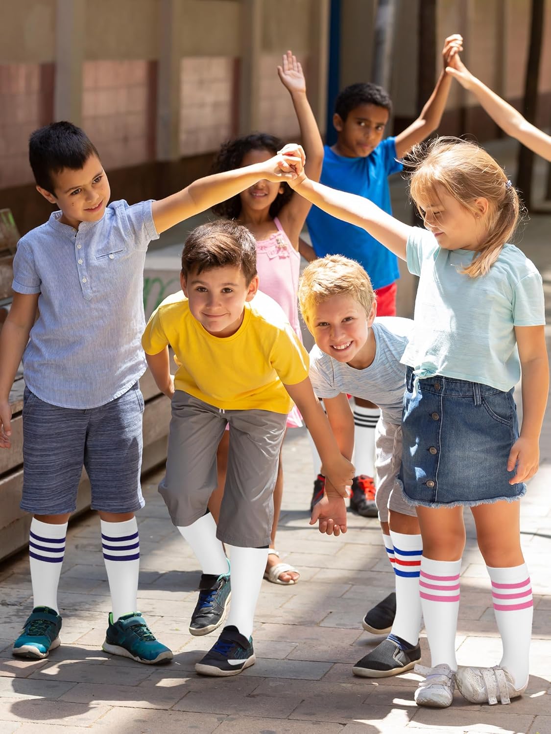 Breathffy 8 Pairs Kids Striped Tube Socks