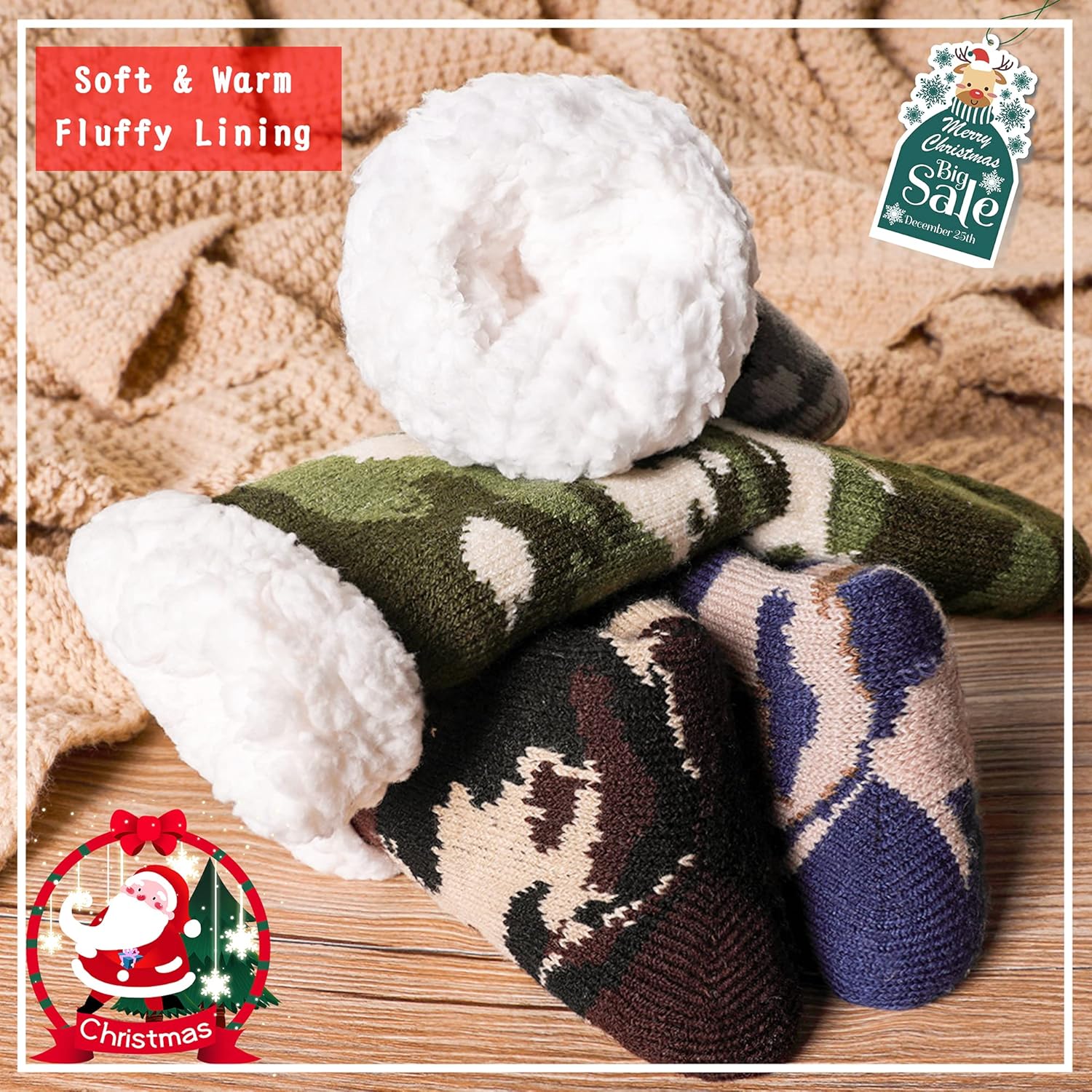 Kids Fuzzy Christmas Socks