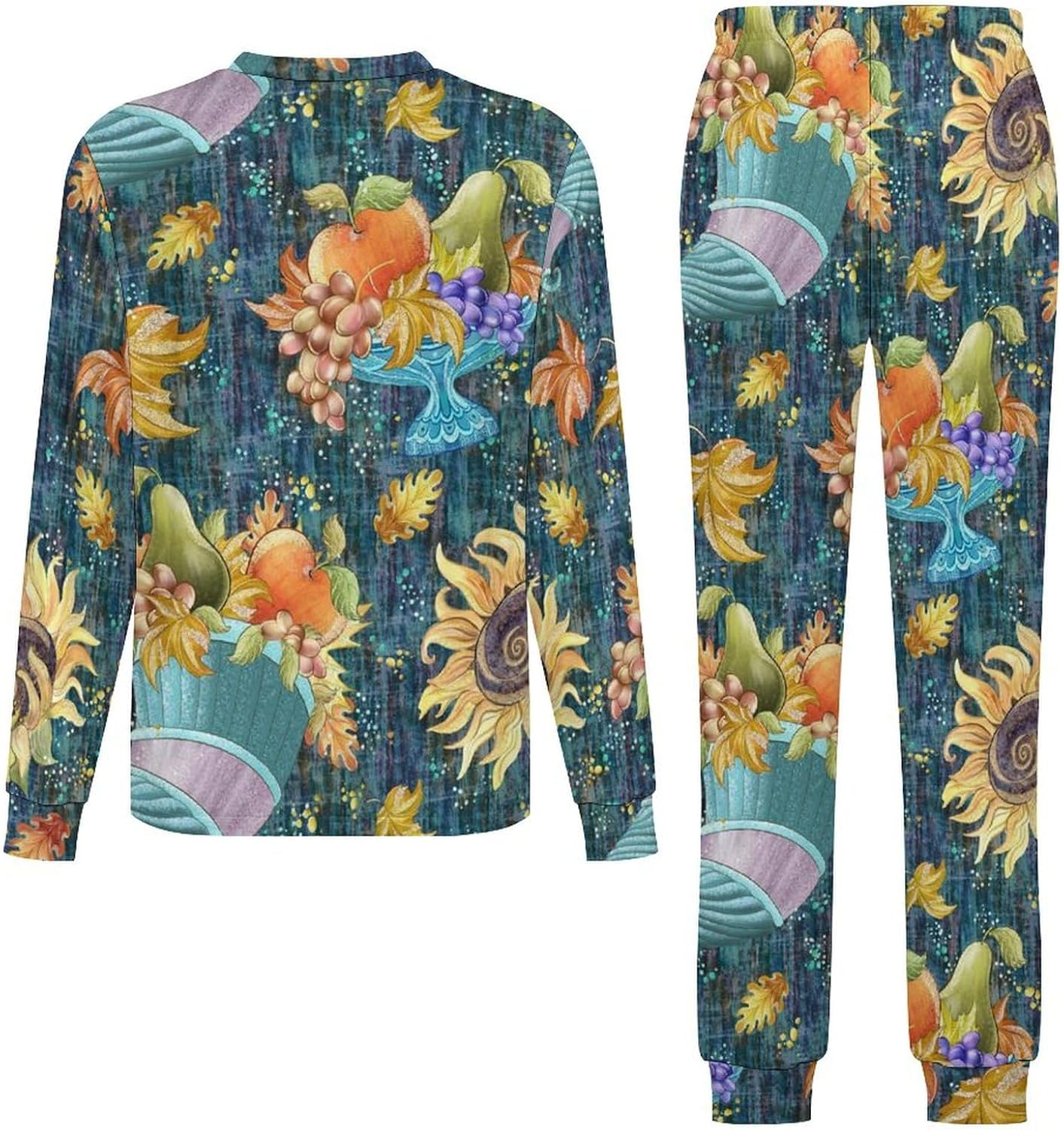 Thermal Underwear for Kids Pumpkins Flower Unisex Base Layer Set