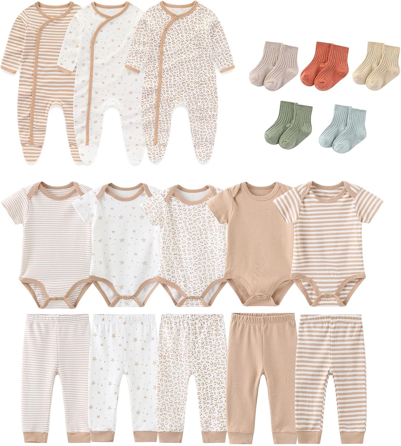 18-Piece Cotton Baby Essentials Set for Boys Girls