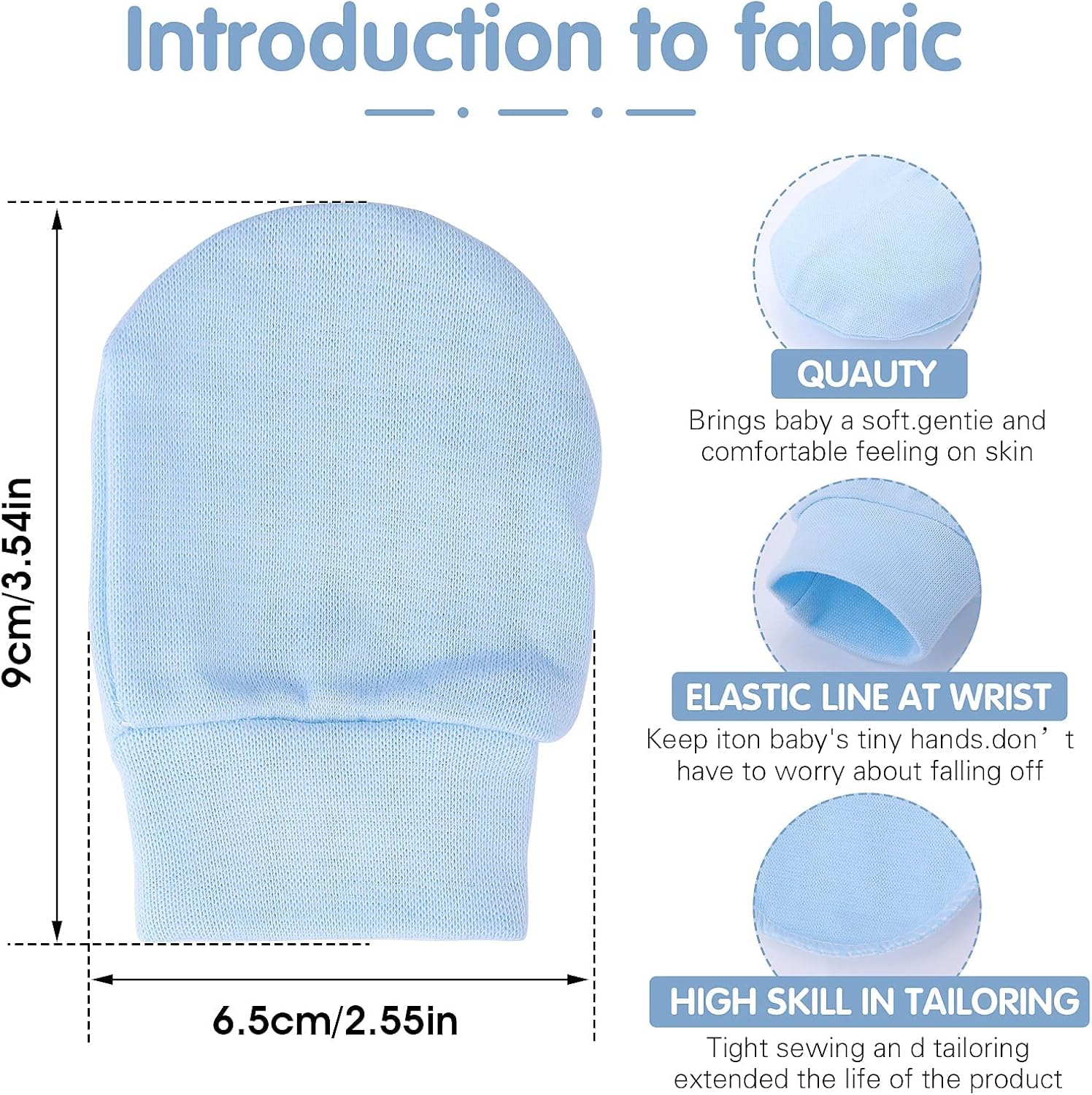 Aster 6 Pairs Baby Mittens for Newborn Toddler Soft Stretchy