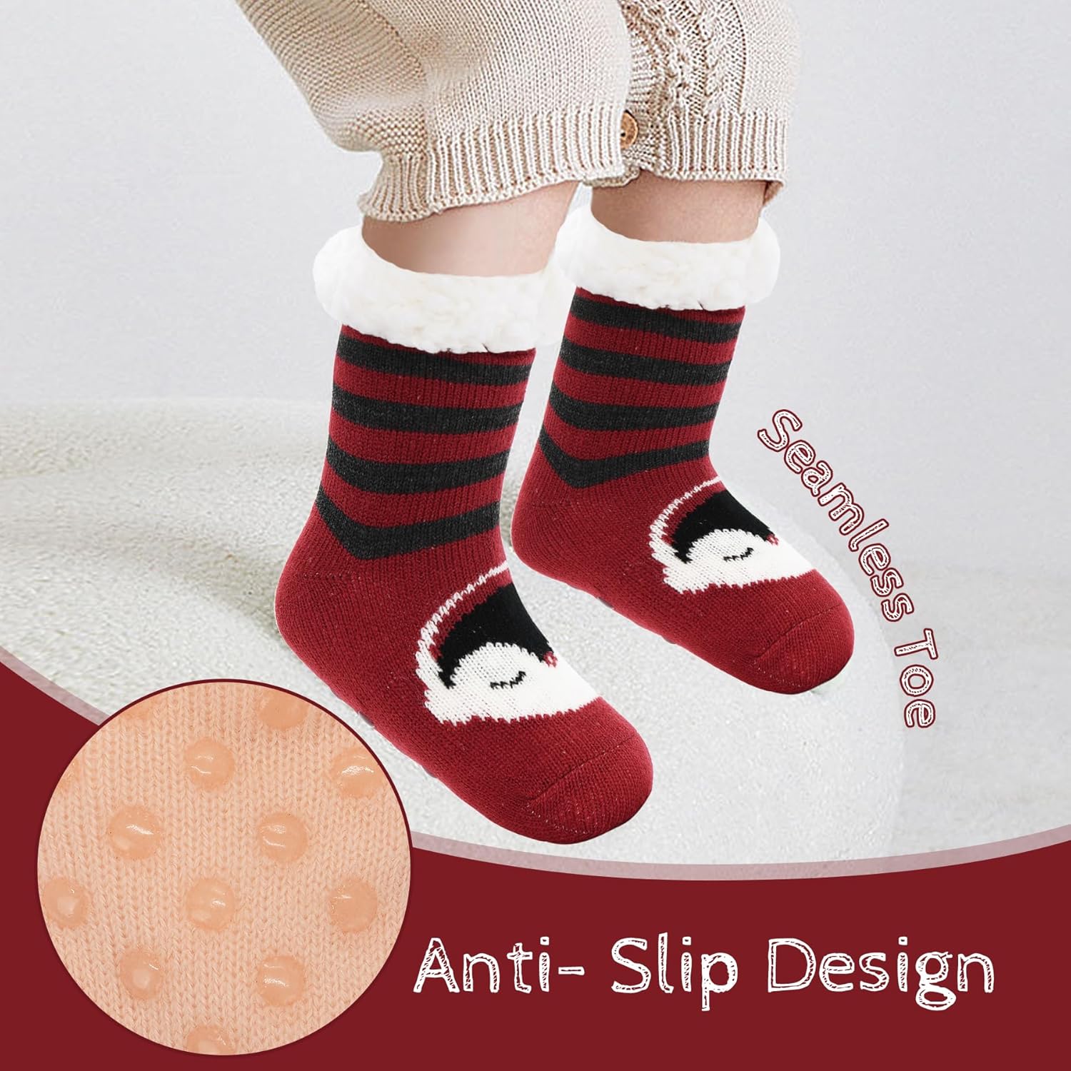 Zando Kids Cozy Slipper Socks with Grip for Boys and Girls
