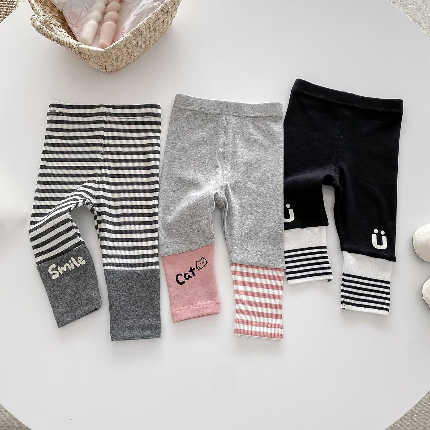 Adorable High Waisted Stripe Baby Leggings for Girls Casual Cotton Trousers