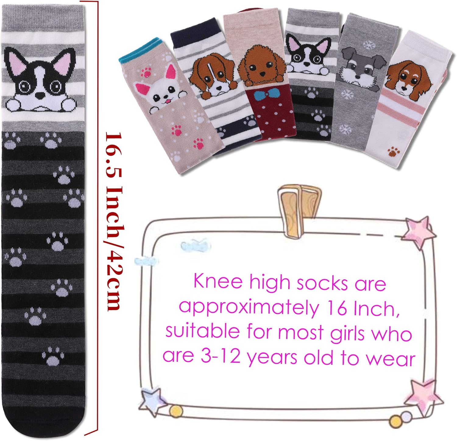 FNOVCO Girls Knee High Socks - Cute Animal Patterns