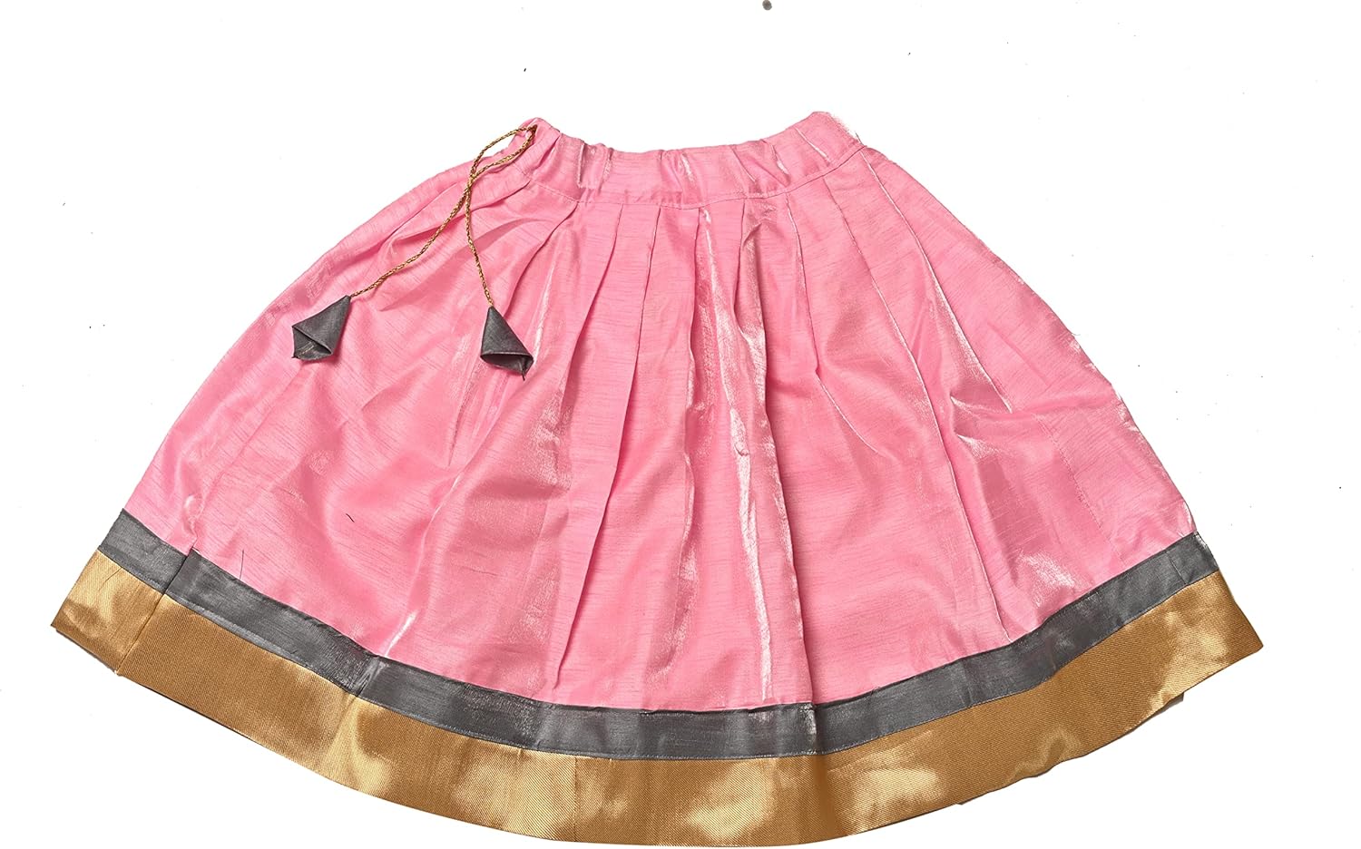 Elegant Satin Silk Lehenga Choli for Kids in Grey Baby Pink