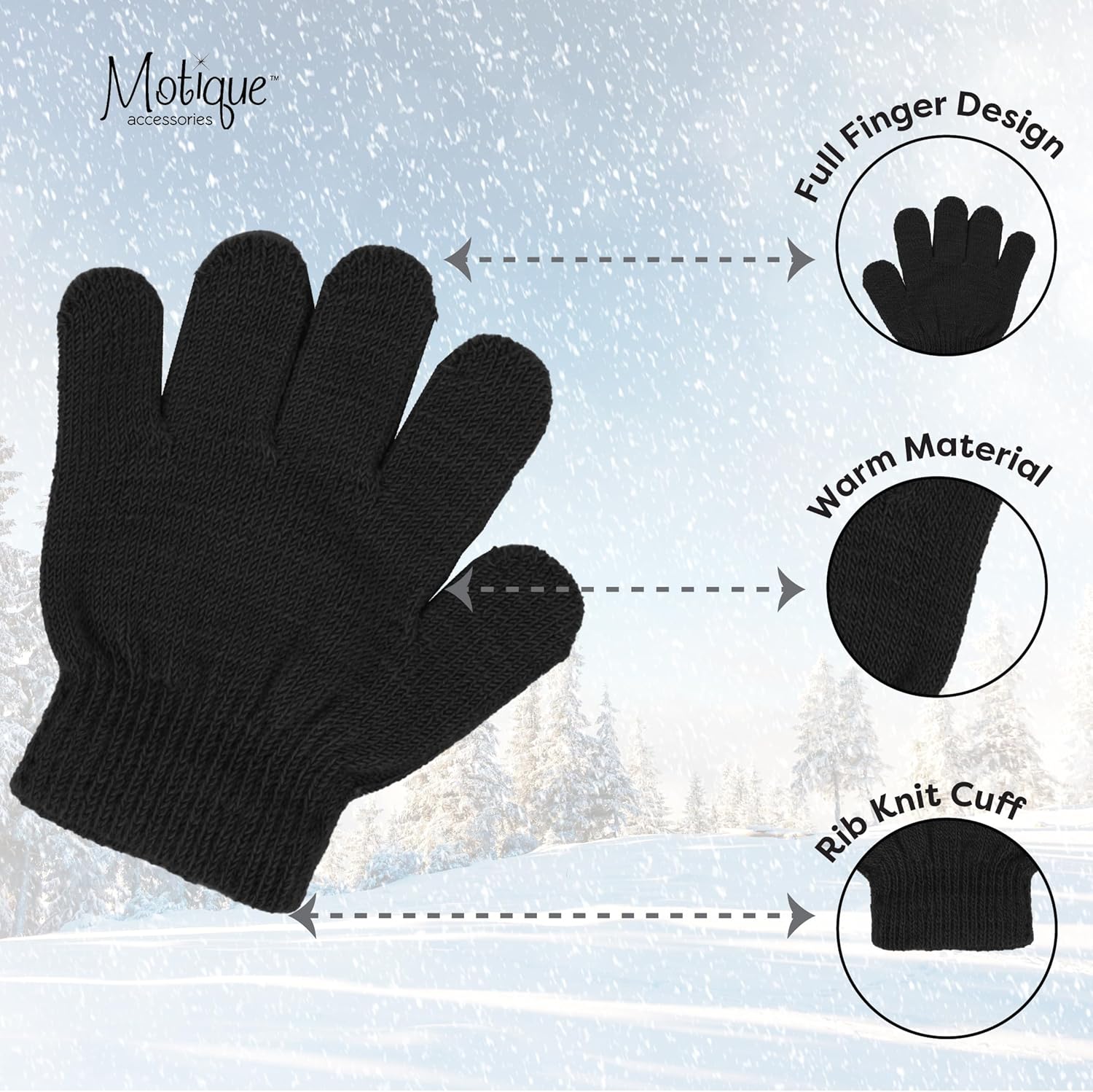 Motique Accessories Magic Knit Fingered Toddler Winter Gloves
