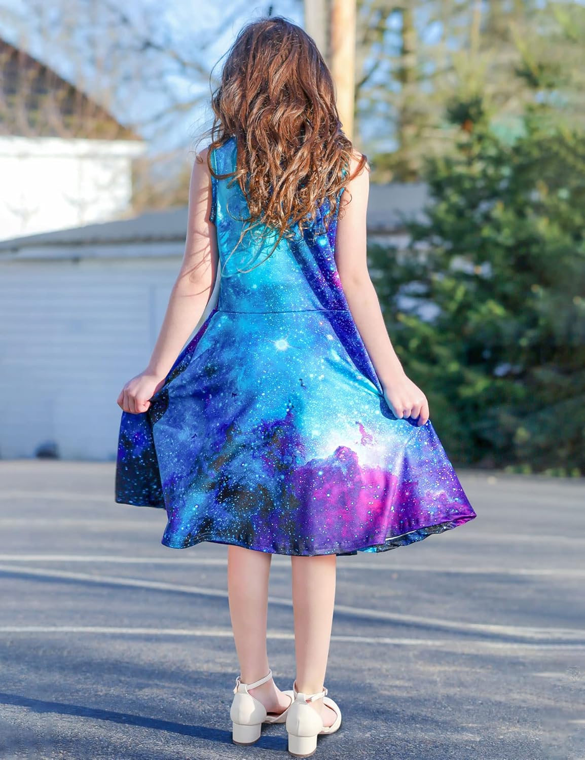 Catchy Look Sleeveless Dress Round Neck Floral