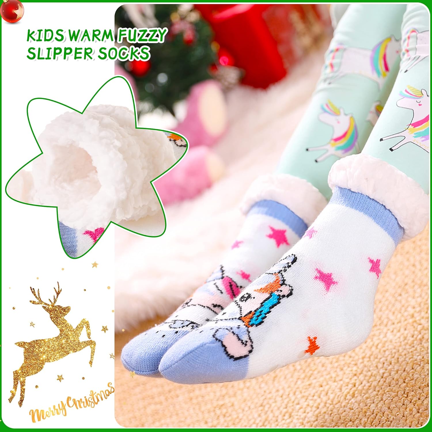 SeeyAN Kids Warm Fuzzy Slippers