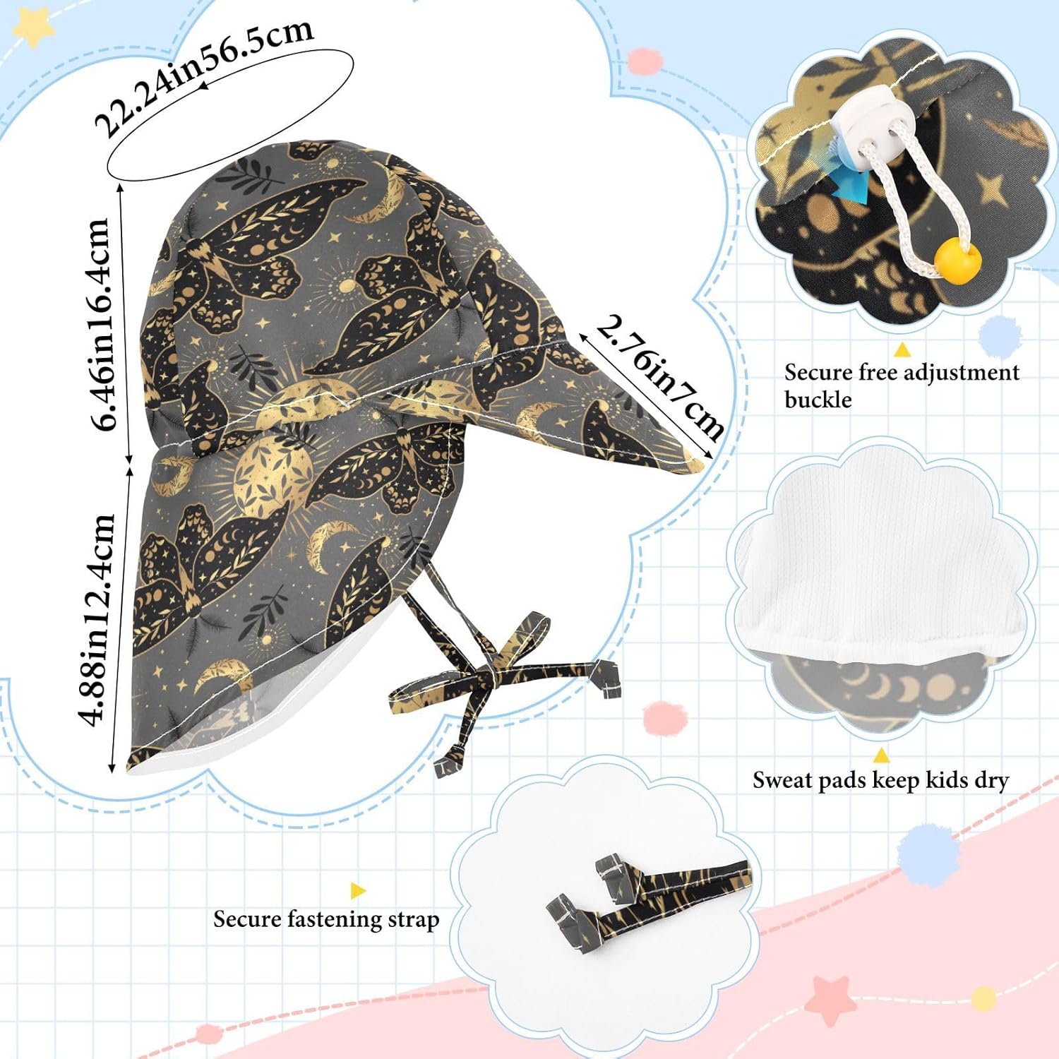 Baby Sun Hat Boho Design Toddler 2-4T