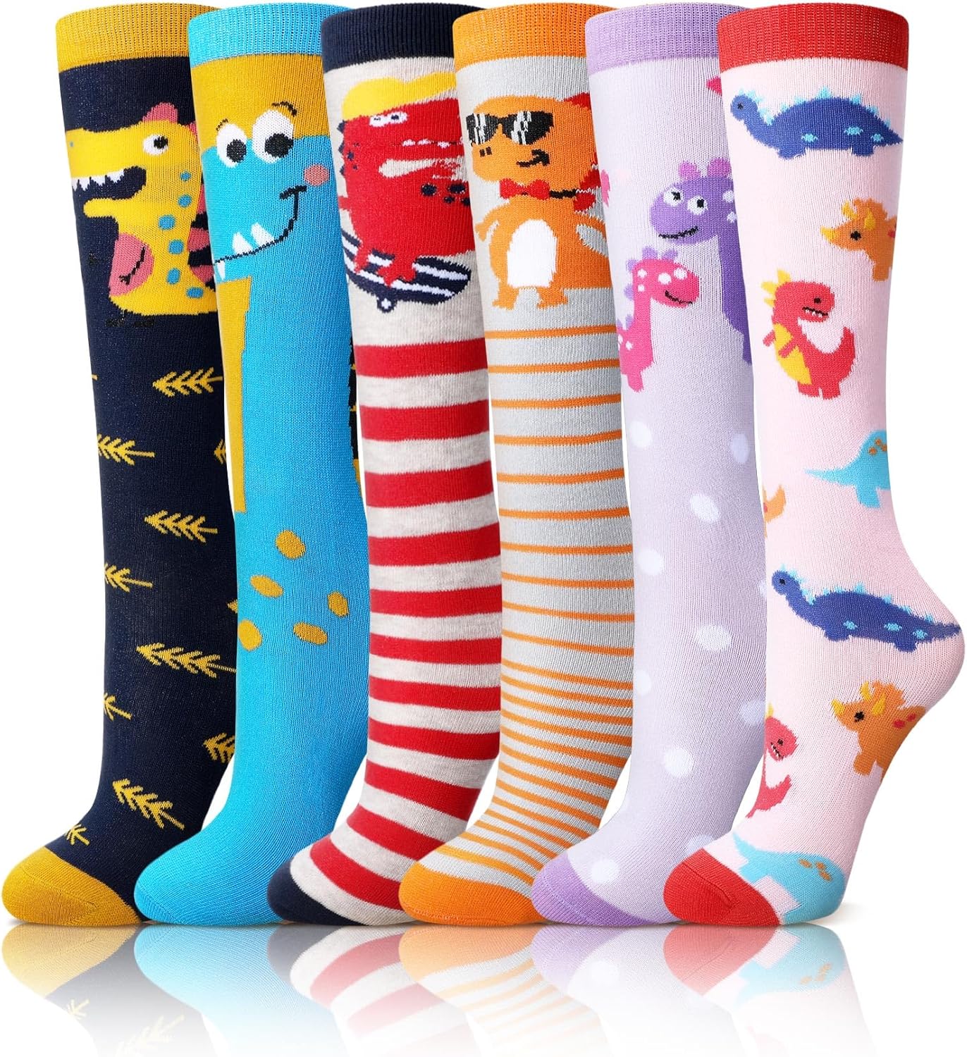 Fourluoo Dinosaur Socks for Kids 3-12 Years