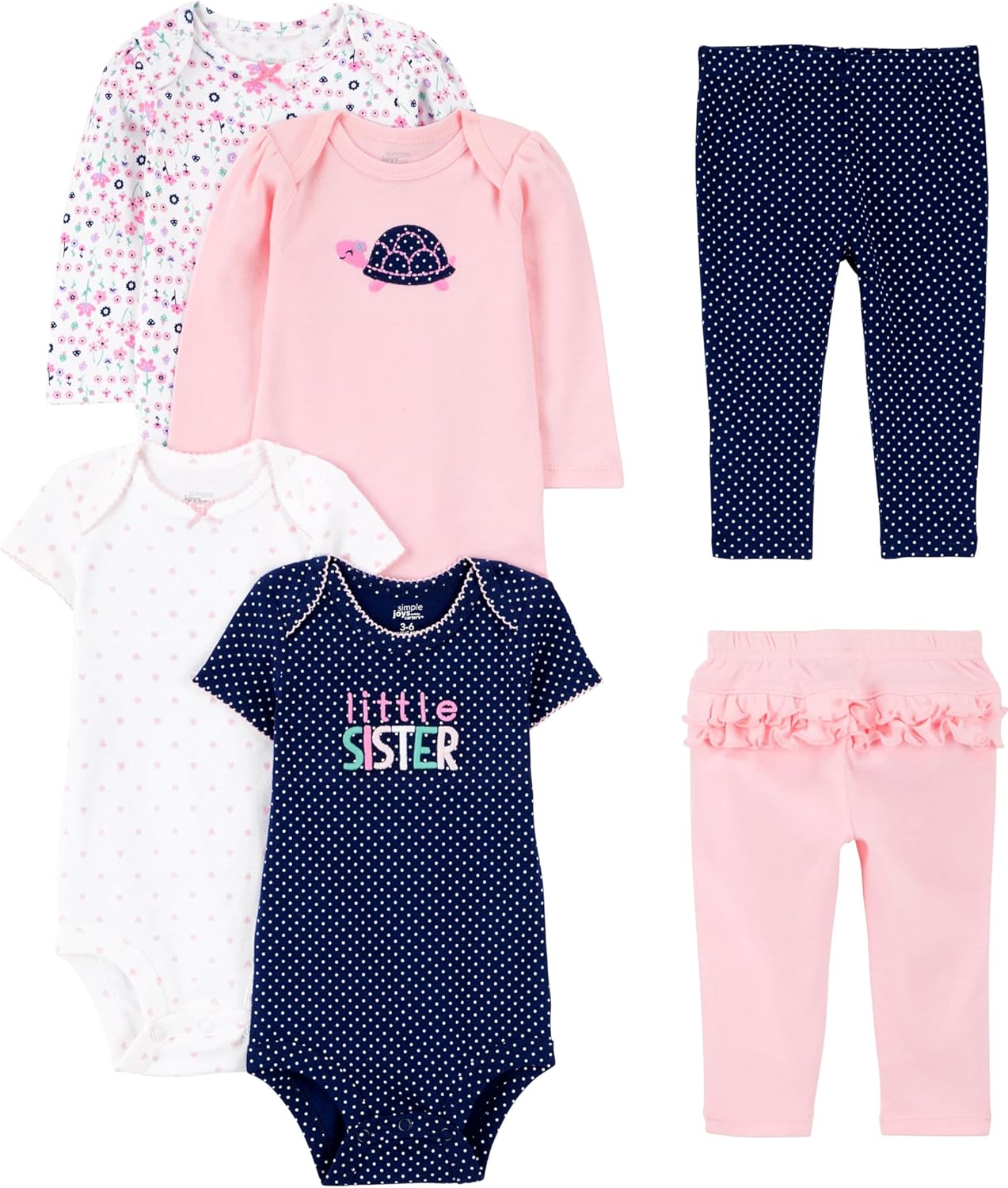 Simple Joys by Carters Baby Girls 6-Piece Bodysuits and Pants Set