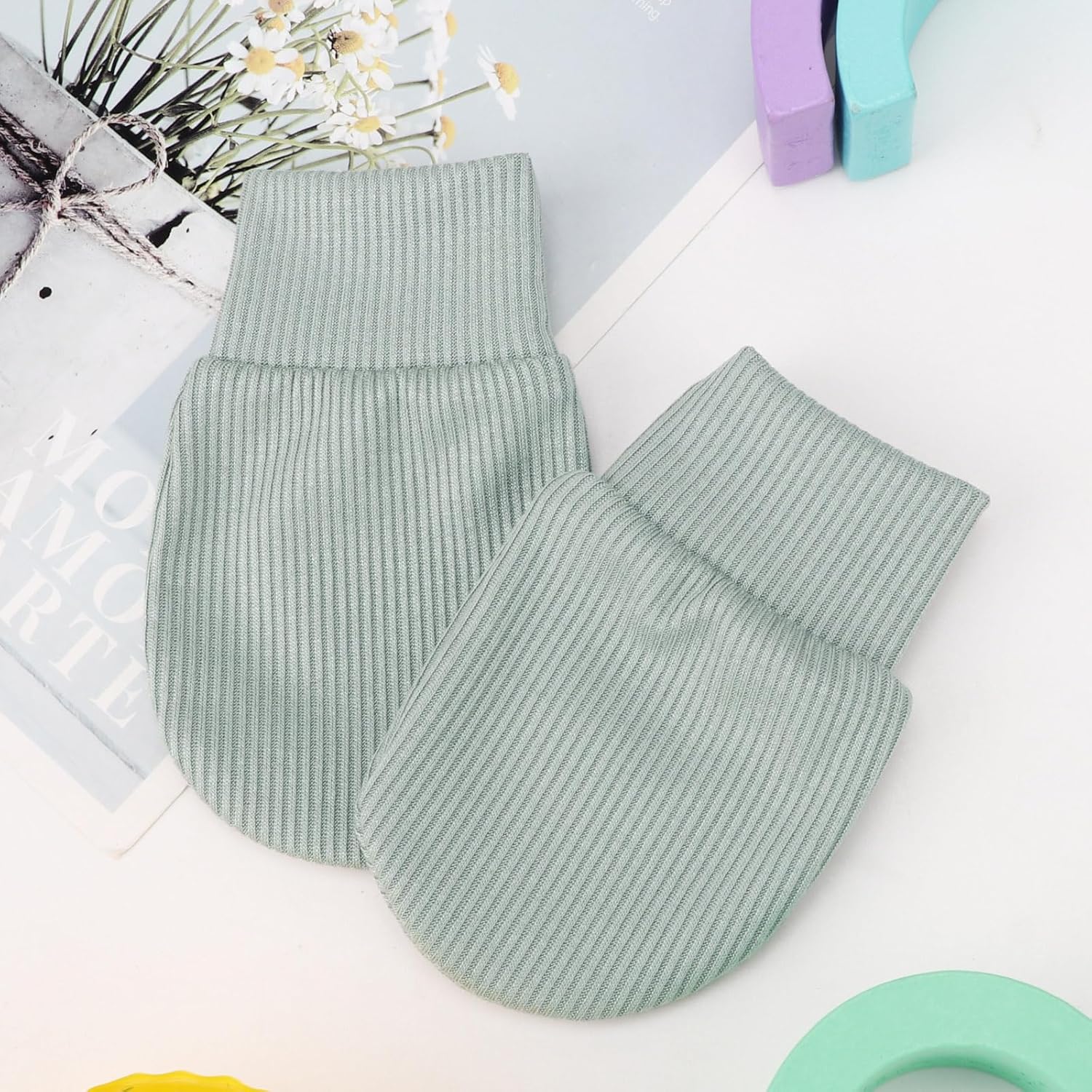 Elastic No-Scratch Baby Mittens for 0-6 Months