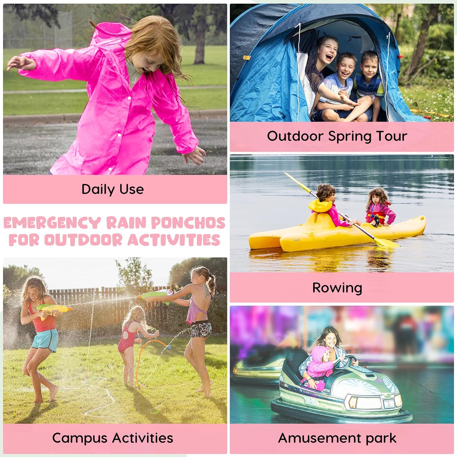 Durable Reusable Waterproof rain jackets for Kids