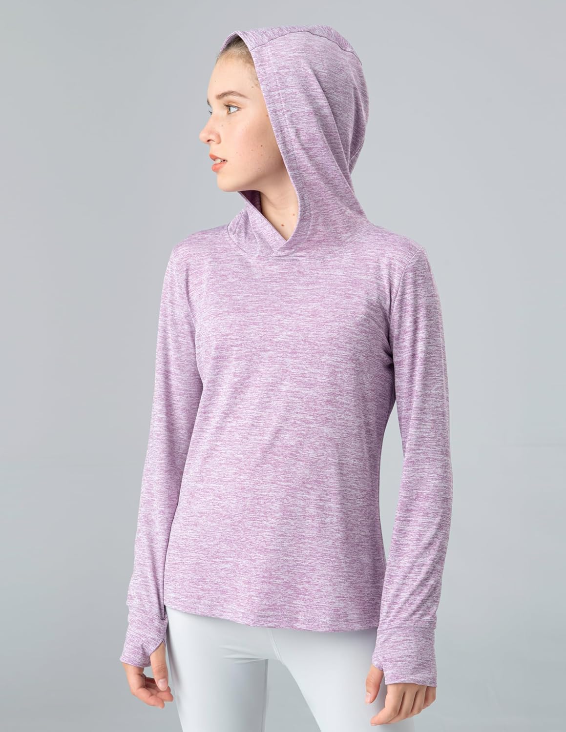 3 Pack Athletic Girls Long Sleeve Shirts Hoodies with Thumbholes for Kids