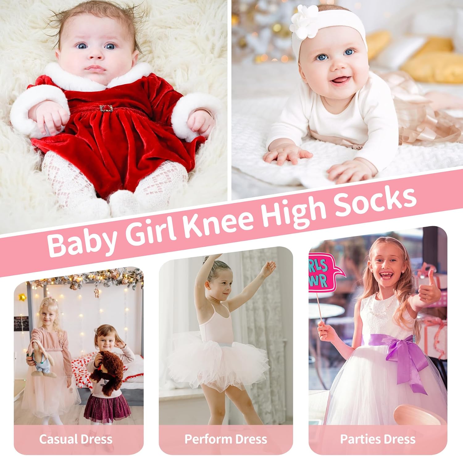 Zando Baby Girl Cotton Knee High Socks