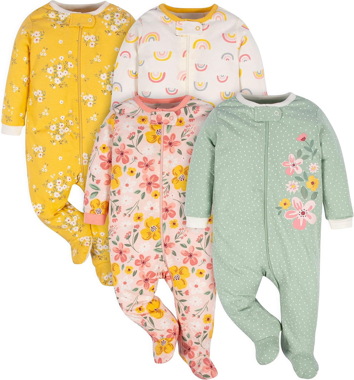 Gerber Baby Girls 4-Pack Sleep n Play Footie Set