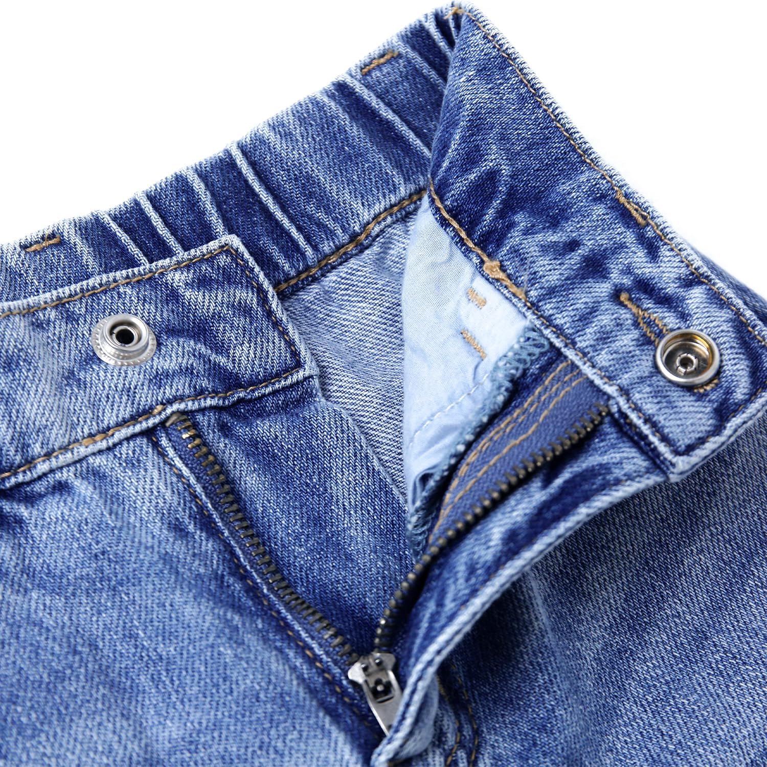 KIDSCOOL SPACE Girls Slim Fit Wide-Leg Jeans Distressed Denim