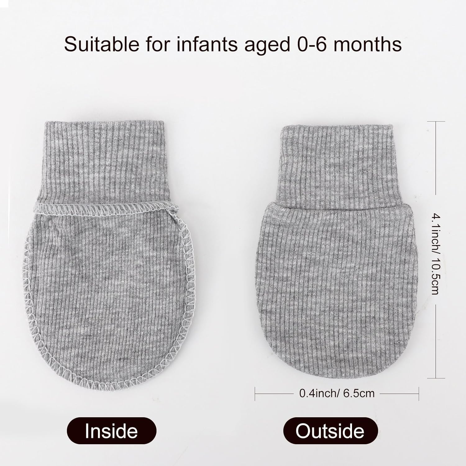 Elastic No-Scratch Baby Mittens for 0-6 Months