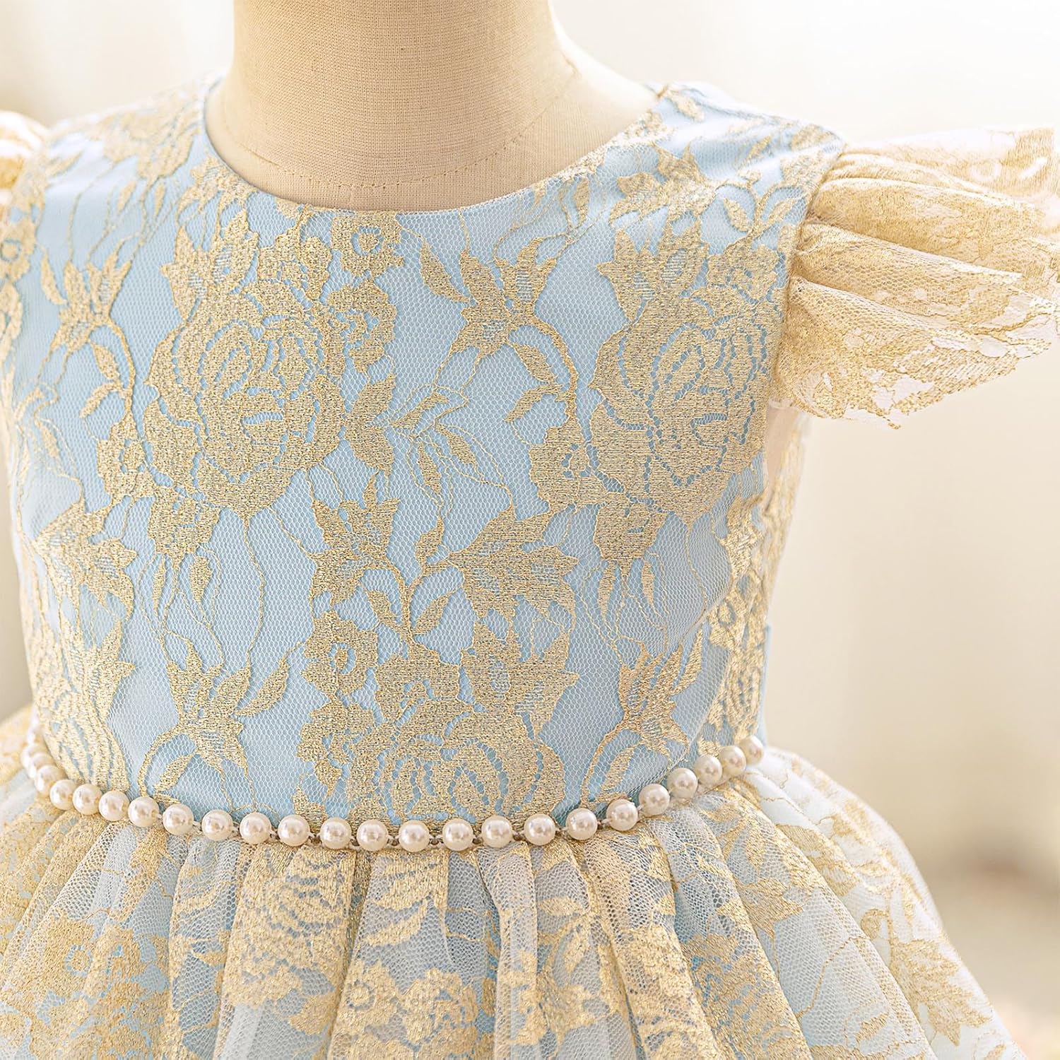 Baby Toddler Tulle Lace Rhombus Pattern Dress